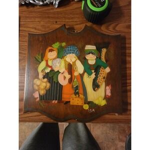 Vintage Wooden Handpainted Dutch Women Double Sided Wall Decoration Rare 13"×13"